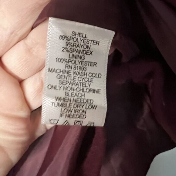 G.I.L.I. got it love it Womens Ruffled Front Jacket Maroon Poly Blend Coat Sz 6 - Picture 4 of 10